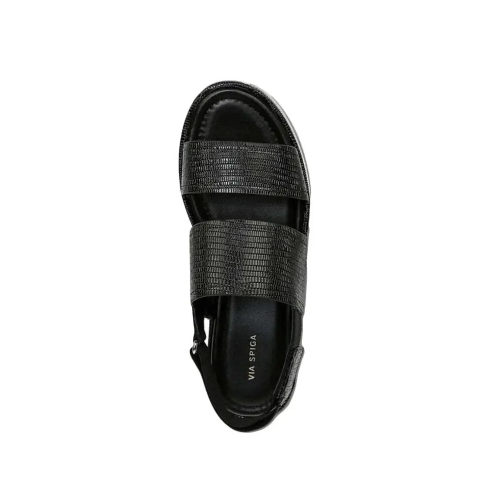 Via Spiga Gabourey2 Women's Black Leather Platform Sandals 8.5